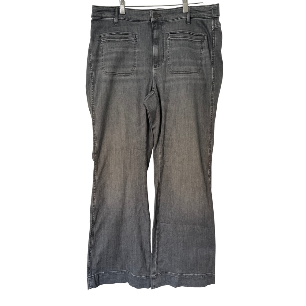 J.Jill High Rise Flare Jeans Gray Wash Stretch Denim Womens Size 16 L Coastal